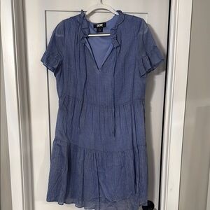 DKNY Blue Flutter Sleeve V-Neck Sundress